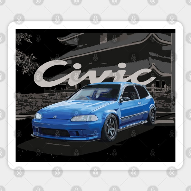 eg6 power Classic JDM Spoon hatch Captiva Blue te37 Magnet by cowtown_cowboy